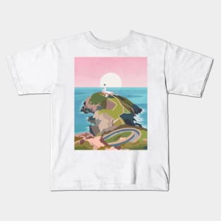 South Stack Lighthouse, Anglesey Wales - Pink Kids T-Shirt